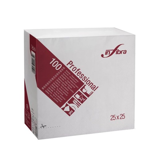 Servetten wit 25x25 CM 2 laags 1/4 vouw