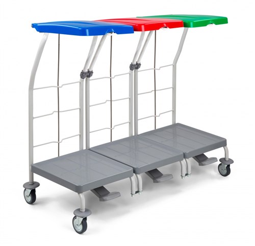 Waszakwagen 3 x 70 liter met voetpedaal en deksel