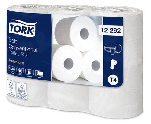 Tork toiletpapier 2 laags tissue 94x115mm 23m/rol 200vel T4
