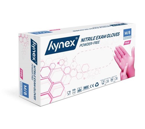 Nitril handschoenen roze, poedervrij, maat M (100stuks)