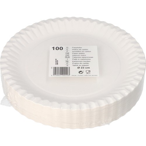 Borden, karton rond Ø 23 cm wit (8x100 stuks)